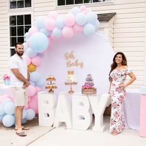 Pink and Blue Floral Dress Worn once for Gender Reveal Size Medium